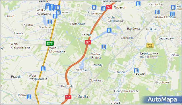 mapa Wólka Pracka, Wólka Pracka na mapie Targeo