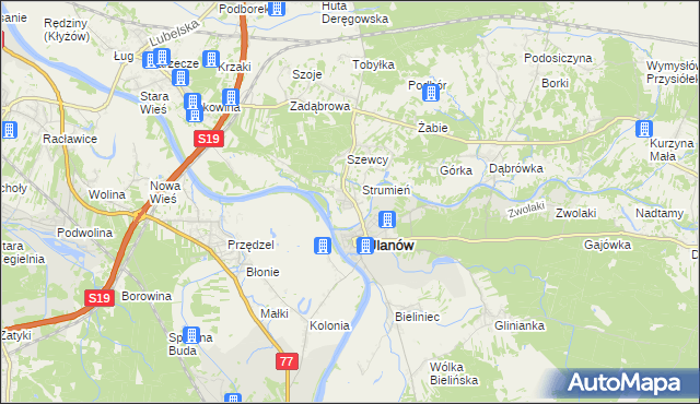 mapa Wólka Tanewska, Wólka Tanewska na mapie Targeo