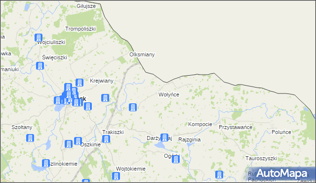 mapa Wołyńce gmina Puńsk, Wołyńce gmina Puńsk na mapie Targeo