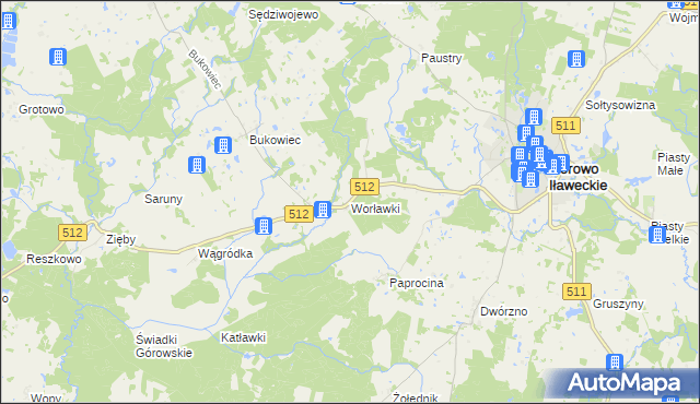 mapa Worławki gmina Górowo Iławeckie, Worławki gmina Górowo Iławeckie na mapie Targeo