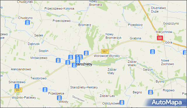 mapa Worowice-Wyroby, Worowice-Wyroby na mapie Targeo