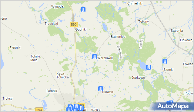 mapa Worpławki, Worpławki na mapie Targeo