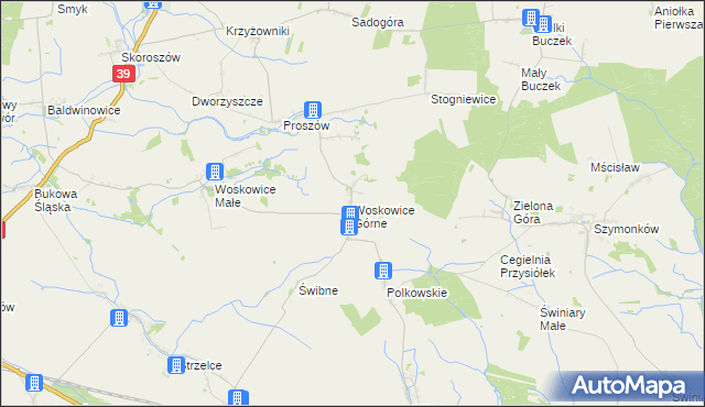 mapa Woskowice Górne, Woskowice Górne na mapie Targeo