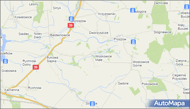 mapa Woskowice Małe, Woskowice Małe na mapie Targeo