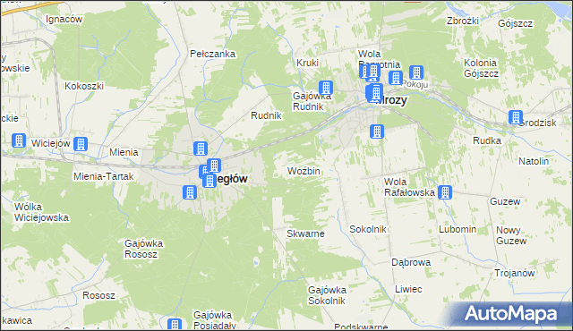 mapa Woźbin, Woźbin na mapie Targeo