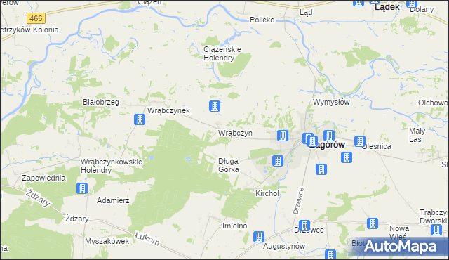 mapa Wrąbczyn Górski, Wrąbczyn Górski na mapie Targeo