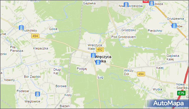 mapa Wręczyca Wielka, Wręczyca Wielka na mapie Targeo