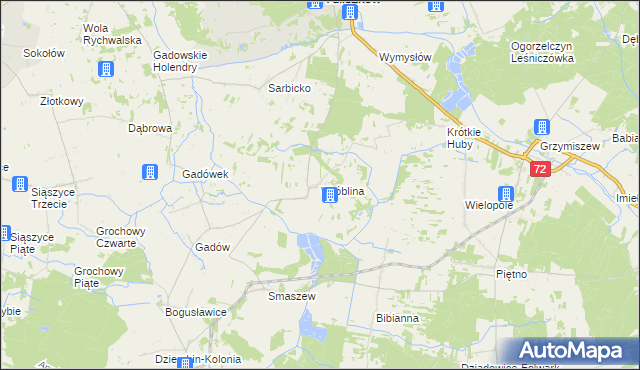 mapa Wróblina, Wróblina na mapie Targeo