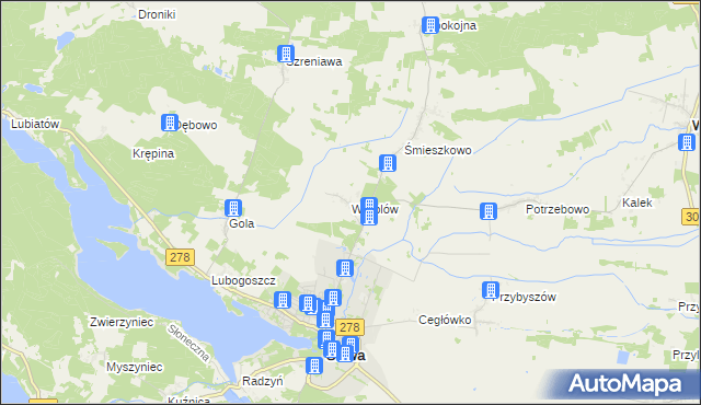 mapa Wróblów gmina Sława, Wróblów gmina Sława na mapie Targeo