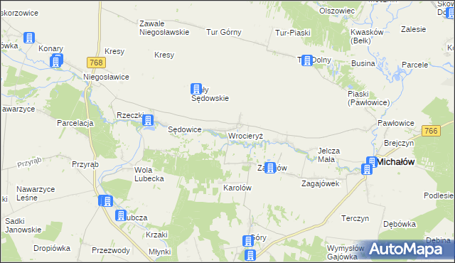 mapa Wrocieryż, Wrocieryż na mapie Targeo