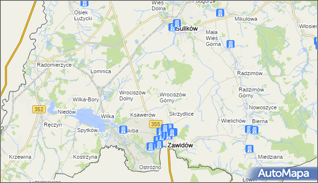 mapa Wrociszów Górny, Wrociszów Górny na mapie Targeo