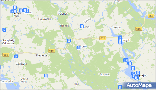 mapa Wronki gmina Świętajno, Wronki gmina Świętajno na mapie Targeo