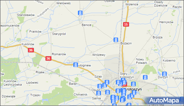 mapa Wróżewy, Wróżewy na mapie Targeo