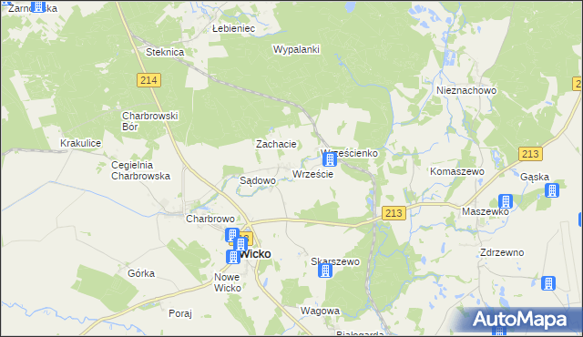 mapa Wrzeście gmina Wicko, Wrzeście gmina Wicko na mapie Targeo