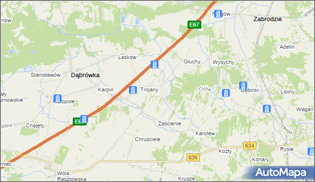 mapa Wszebory gmina Dąbrówka, Wszebory gmina Dąbrówka na mapie Targeo