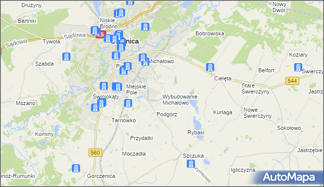 mapa Wybudowanie Michałowo, Wybudowanie Michałowo na mapie Targeo