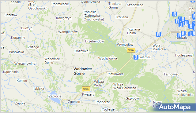 mapa Wychylówka, Wychylówka na mapie Targeo