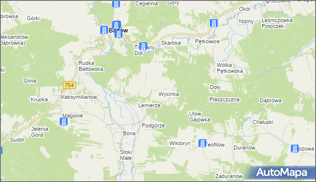 mapa Wycinka gmina Bałtów, Wycinka gmina Bałtów na mapie Targeo