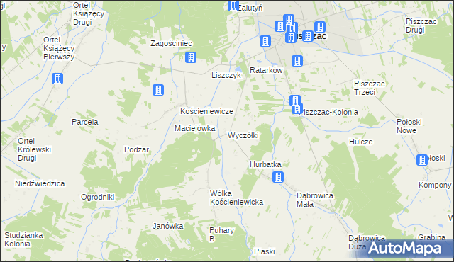 mapa Wyczółki gmina Piszczac, Wyczółki gmina Piszczac na mapie Targeo