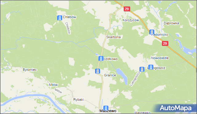 mapa Wyczółkowo gmina Maszewo, Wyczółkowo gmina Maszewo na mapie Targeo