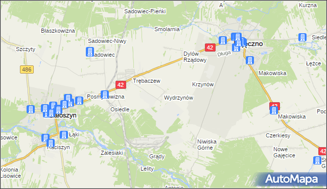 mapa Wydrzynów, Wydrzynów na mapie Targeo