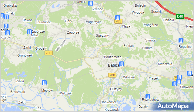 mapa Wygiełzów gmina Babice, Wygiełzów gmina Babice na mapie Targeo
