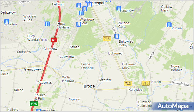 mapa Wygoda gmina Brójce, Wygoda gmina Brójce na mapie Targeo