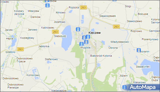 mapa Wygoda gmina Kazimierz Biskupi, Wygoda gmina Kazimierz Biskupi na mapie Targeo