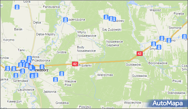 mapa Wygwizdów gmina Przedbórz, Wygwizdów gmina Przedbórz na mapie Targeo