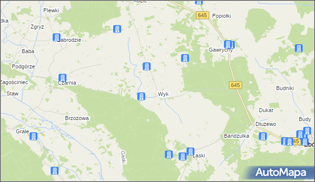 mapa Wyk gmina Zbójna, Wyk gmina Zbójna na mapie Targeo