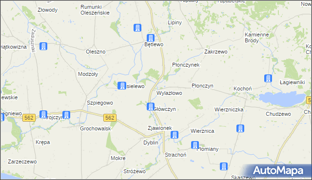 mapa Wylazłowo gmina Wielgie, Wylazłowo gmina Wielgie na mapie Targeo