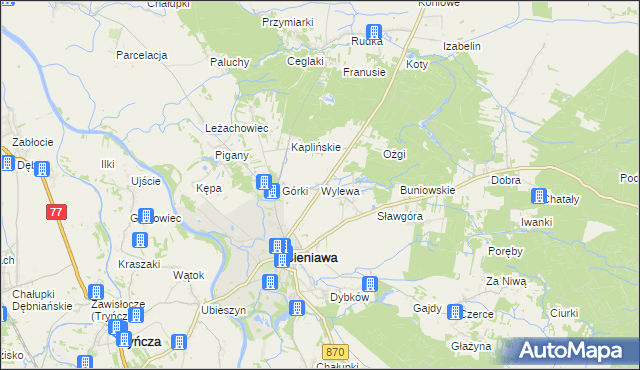 mapa Wylewa, Wylewa na mapie Targeo