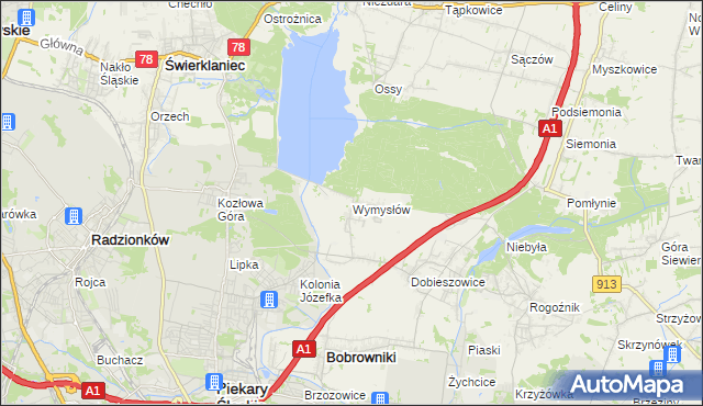 mapa Wymysłów gmina Bobrowniki, Wymysłów gmina Bobrowniki na mapie Targeo