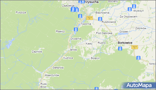 mapa Wymysłów gmina Borkowice, Wymysłów gmina Borkowice na mapie Targeo