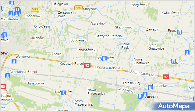 mapa Wymysłów gmina Sochaczew, Wymysłów gmina Sochaczew na mapie Targeo