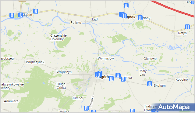 mapa Wymysłów gmina Zagórów, Wymysłów gmina Zagórów na mapie Targeo