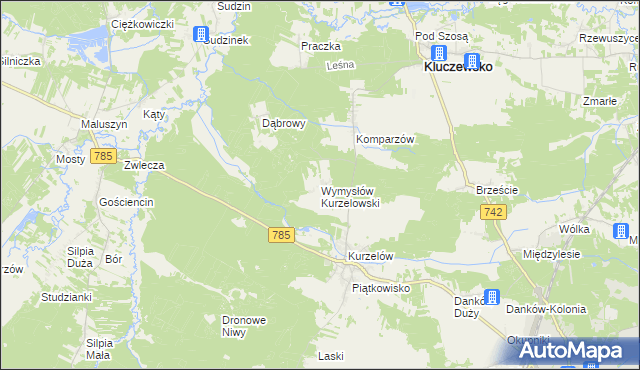 mapa Wymysłów Kurzelowski, Wymysłów Kurzelowski na mapie Targeo