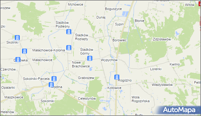 mapa Wypychów gmina Zgierz, Wypychów gmina Zgierz na mapie Targeo