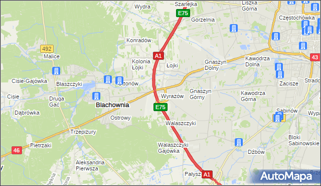 mapa Wyrazów, Wyrazów na mapie Targeo