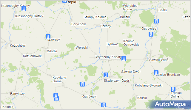 mapa Wyrozęby-Konaty, Wyrozęby-Konaty na mapie Targeo