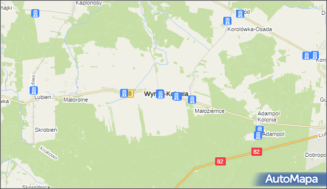 mapa Wyryki-Adampol, Wyryki-Adampol na mapie Targeo