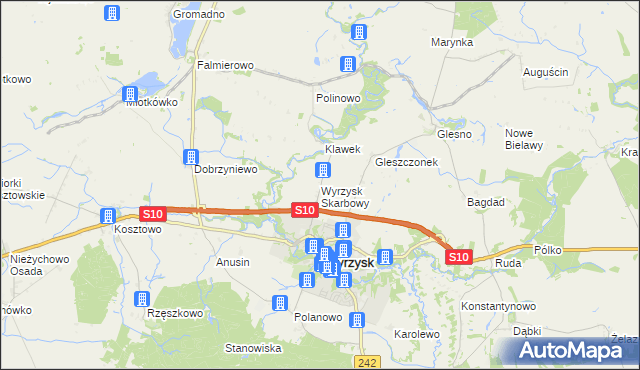 mapa Wyrzysk Skarbowy, Wyrzysk Skarbowy na mapie Targeo