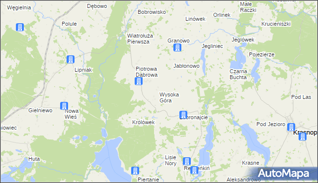 mapa Wysoka Góra gmina Krasnopol, Wysoka Góra gmina Krasnopol na mapie Targeo