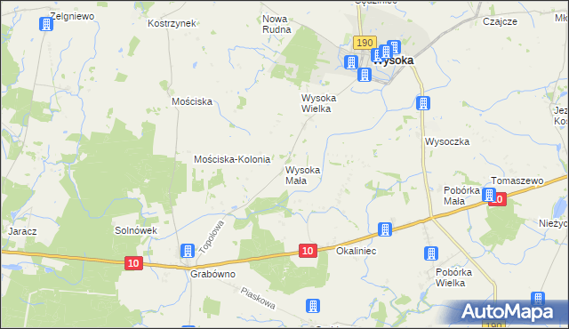 mapa Wysoka Mała gmina Wysoka, Wysoka Mała gmina Wysoka na mapie Targeo