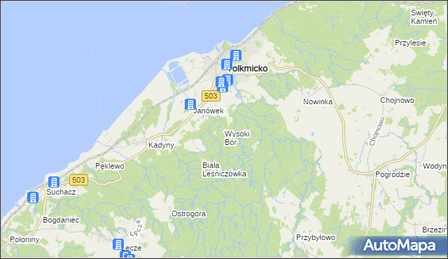 mapa Wysoki Bór, Wysoki Bór na mapie Targeo