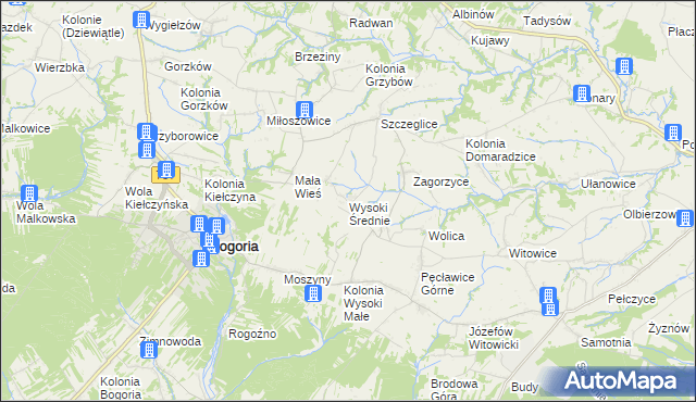 mapa Wysoki Średnie, Wysoki Średnie na mapie Targeo