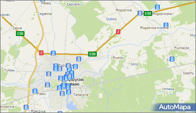 mapa Wysokie gmina Międzyrzec Podlaski, Wysokie gmina Międzyrzec Podlaski na mapie Targeo