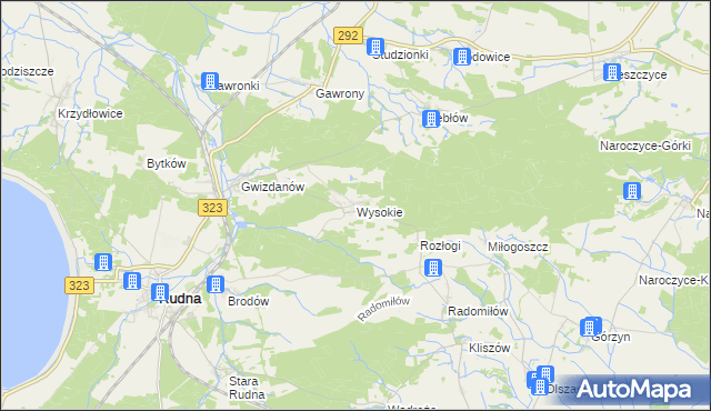 mapa Wysokie gmina Rudna, Wysokie gmina Rudna na mapie Targeo