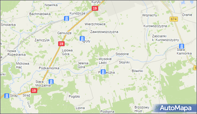 mapa Wysokie Laski, Wysokie Laski na mapie Targeo