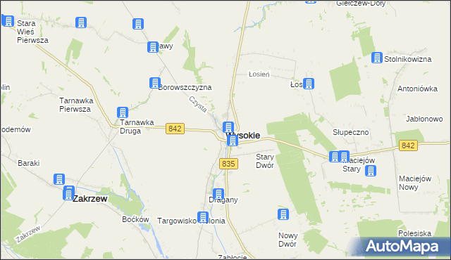 mapa Wysokie powiat lubelski, Wysokie powiat lubelski na mapie Targeo